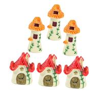 JUMPLAWN Mini Casas de Resina Decorativas para 6 Piezas Miniatura Decoración de Escritorio para Niños Micro Paisaje Decoración de Casas Pequeñas