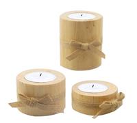 JUMPLAWN Portavelas de Madera de Pino 3 Piezas para Adorno Mesa Comedor Soporte para Vela Aromática y Diseño Artesanal Adecuado para Bodas y Salas