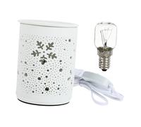 JUMPLAWN Quemador Eléctrico De Aromaterapia Redondo De Cerámica, Luz De Fragancia Hogar, Luz Nocturna Cálida, Enchufable Ac220-240v, Uso Doméstico para Ambiente Relajante