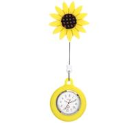 JUMPLAWN Reloj de Bolsillo Colgante para Enfermeras, Girasol Amarillo | Hebilla Retráctil, Silicona y Aleación de Zinc, Diseño Simple, Lectura Clara, Fácil de Llevar