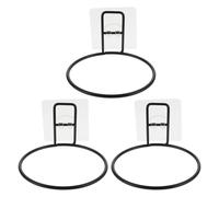 JUMPLAWN Soporte Autoadhesivo para Comedero de Pared para Mascotas 3 Piezas Soporte Negro para Cuencos Colgantes para Comida y Agua Accesorio para Gatos y Perros