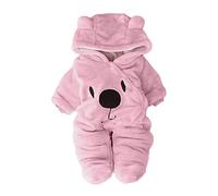 Jumpups niño con capucha sólido niñas mameluco bebé terciopelo cómics oso niña trajes y conjunto, Rosa., 6-9 meses