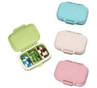 Jumuao 4 mini pastilleros de viaje, organizador de píldoras de viaje, 3 compartimentos, portátil diario, caja de medicamentos de viaje, para píldoras, vitaminas, aceite de hígado, dulces