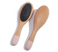 Jumuao - Cepillo de pelo orgánico sin tirones, de madera de bambú, desenredante, antiestático, antiencrespamiento, cepillo de madera, color negro
