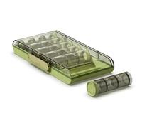Jumuao - Organizador de pastillas para 7 días, portátil de viaje, 21 compartimentos, sin BPA, gran capacidad, para vitaminas, suplementos nutricionales y medicamentos (verde)