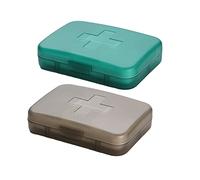 Jumuao - Pastillero de viaje de 2 unidades, portátil, diario, pastillero, 6 compartimentos, viaje de un día, para vitaminas y varios medicamentos para niños, hombres, mujeres (A)