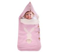 JUMUAO Saco de bebé de punto, saco universal para cochecito, cálido saco de dormir para cochecito, manta cálida para bebé, saco de invierno universal, para bebés de 0 a 3 años (rosa)