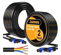 Jumwa 2Pack 10M Speakon Cable 15AWG 4x1,5 mm² Cobre Libre de Oxígeno (OFC) Cable para Altavoces con Twist Lock para Audio Profesional y Doméstico, 4 Polos