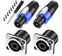 Jumwa 2Sets Speakon Enchufe Speakon Socket Metal Panel Twist Lock con Destornillador Compatible con Neutrik Speakon NL4MP, NL4MPR, NL4FC, NL4FX, NLT4X, NL4 Series, NL2FC