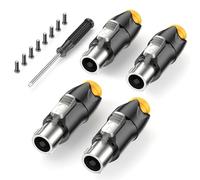Jumwa 4Pack Speakon Enchufe Metal Adaptador de altavoz Cierre giratorio Enchufe de altavoz con destornillador Compatible con Speakon NL4FC, NL4FX, NLT4X, NL2FC