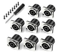 Jumwa 8Pack 4 Polos Speakon Panel Twist Lock Altavoz Toma en panel metálico Montaje Compatible con Neutrik Speakon NL4MP, NL4MPR, NL4FC, NL4FX, NLT4X, NL4 Series, NL2FC
