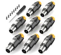 Jumwa 8Pack Speakon Enchufe Metal Adaptador de altavoz Cierre giratorio Enchufe de altavoz con destornillador Compatible con Speakon NL4FC, NL4FX, NLT4X, NL2FC