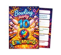 JuNa-Experten 12 tarjetas de invitación para 10 cumpleaños infantiles, bolos, para niñas, niños, bolos, invitación de décimo cumpleaños, bolos, invitaciones de cumpleaños, cumpleaños de niñas, niños