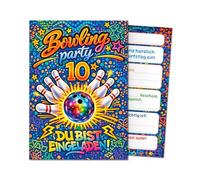 JuNa-Experten 8 tarjetas de invitación para 10 cumpleaños infantiles, bolos, bolos, invitación para décimo cumpleaños, bolos, invitaciones de cumpleaños, cumpleaños de niñas, niños