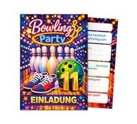 JuNa-Experten 8 tarjetas de invitación para 11 cumpleaños infantiles, bolos, bolos, invitación para once cumpleaños, fiestas de bolos, invitaciones de cumpleaños, cumpleaños de niñas, niños