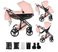 Junama Cochecito Diamond Hand Craft 2en1 3en1 4en1 (02 - albaricoque y plata, 2en1 con adaptadores)