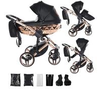 Junama Cochecito Diamond Hand Craft 2en1 3en1 4en1 (06 - negro y cobre, 2en1 con adaptadores)