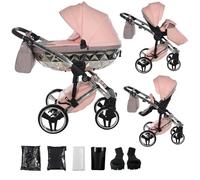 Junama Cochecito Diamond Hand Craft Glitter 2en1 3en1 4en1 (01 - albaricoque y plata, 2en1 con adaptadores)