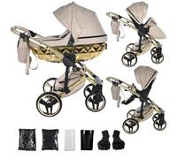Junama Cochecito Diamond Heart 2en1 3en1 4en1 (07 - beige y dorado, 2en1 con adaptadores)