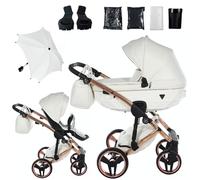 Junama Diamond Fluo Individual 16 Blanco y Cobre Cochecito de Bebé 2 en 1, 3 en 1, 4 en 1 + Sombrilla para Carrito (2 en 1 con adaptadores)