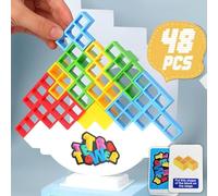 JUNBAOYYDS Bloques de Tetris, Tetris Balance Toy, Tetra Tower Balance Game, Juguetes Educativo Montessori, Tetris Balance Toy Tower para niños niñas de 3 4 5 6 7 8 9 años (48 Pieces)