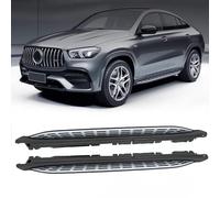 Junberoy 2 estribos fijos laterales para pedal, barra protectora plateada y negra, compatible con Mercedes GLE Coupe 2021 2022 2023 2024 2025