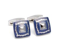 JUNCHENG1008 Gemelos Gemelos for Hombre, Botones Cuadrados de Esmalte Azul, Camisa de Vestir Formal, Gemelos, joyería de Boda Gemelos Camisa Hombre