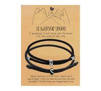Junco apilable Luna Rosa Mujeres Anillos cuerda de nylon y accesorios de acero inoxidable. Tamaño ajustable. Elegante y adecuado para parejas. Accesorio diario. Para Elección Pareja En Anillos Negro