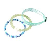 Junco plateado pareja joyas para hombres y mujeres, ajustables, de arcilla, con discos de vinilo Heishi y perlas de natural. Joya de bautizo y 4 con regalo de 8 pulsera clásica, talla única, Plástico