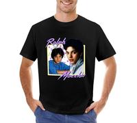 JUNDAO Camiseta gráfica de los años 80 de Ralph Macchio para hombre, de algodón, Negro, S