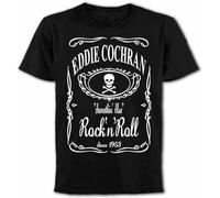 JUNDAO Eddie Cochran - Camiseta de manga corta con cuello redondo para hombre, Negro, M