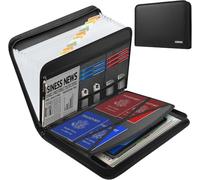 JUNDUN Carpeta archivadora A4 con varios compartimentos, resistente al fuego, bolsillo para documentos con cremallera y etiquetas, para archivos A4 y más (negro, 13 compartimentos, acordeón