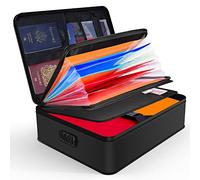 JUNDUN Organizador de documentos, bolsa de documentos ignífuga con cerradura, caja de almacenamiento de documentos con 7 compartimentos, organizador de archivos, maletín portátil para documentos