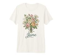 June Birth Flower Rose & Honeysuckle Floral Birthday Camiseta Premium