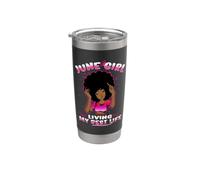 June Girl Living My Best Life Womens Funny Birthday Vaso térmico de acero inoxidable de doble pared