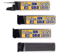 June Gold 820 piezas, repuestos de plomo 2B de 0,3 mm, 205 piezas por dispensador, grosor extrafino, plomo resistente a roturas/grafito (paquete de 4 dispensadores)