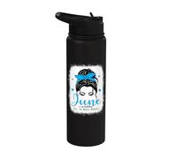 June is My Birthday Yes The Whole Month Messy Bun Mujer Chica Stainless Steel Insulated Water Bottle