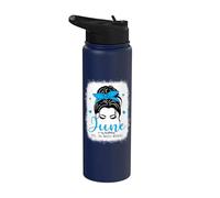 June is My Birthday Yes The Whole Month Messy Bun Mujer Chica Stainless Steel Insulated Water Bottle