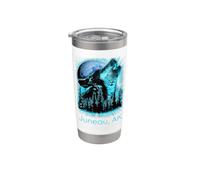 Juneau Alaska Howling Wolf Moon Forest Nature Lover Vaso térmico de acero inoxidable de doble pared