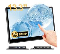JUNEBOX Monitor de pantalla táctil portátil de 13.3 pulgadas, pantalla táctil VESA, puerto HDMI VGA de 1080P, 10 puntos, ultra delgado, monitor de pantalla táctil portátil para PC, MacBook, teléfono