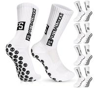 JUNEBRUSHS Calcetines de fútbol para hombre, 4 pares, Blancos, Talla 39-45