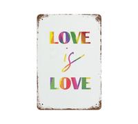 JuneLucky Vintage Farmhouse Decorativo Aluminio Estaρo Metal Letreros Love is Love Rainbow Gay Lesbian LGBTQ Pride Wall Art Decor Metal Sign Retr