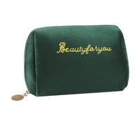 Junesters Bolsa de maquillaje de terciopelo, bolsa de viaje para mujer con cremallera, bolsas de terciopelo pequeñas y portables, bolsa de almacenamiento de franela para artículos de tocador, bolsa de