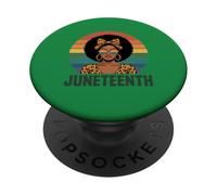 Juneteenth 1865 Mujeres Afro Leopard Melanina Libertad PopSockets PopGrip Adhesivo