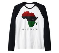 Juneteenth Africa Map Freedom Celebration Camiseta Manga Raglan