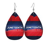 Juneteenth African American Freedom Black History June 19 Pendientes colgantes de cuero con clip Faux PU Ligero Gota de lágrima para mujer