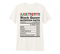Juneteenth Black Queen Información nutricional Melanin Mom Nutrition Camiseta Premium