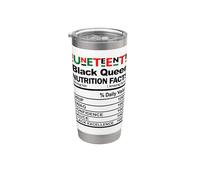 Juneteenth Black Queen Información nutricional Melanin Mom Nutrition Vaso térmico de acero inoxidable de doble pared