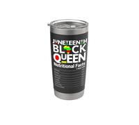 Juneteenth Black Queen Información nutricional Melanina Mujeres Vaso térmico de acero inoxidable de doble pared