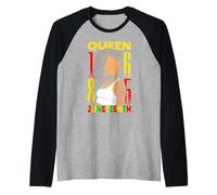 Juneteenth Black Queen Tatuado Tatuado Loc'd Hair Girl 1865 Camiseta Manga Raglan